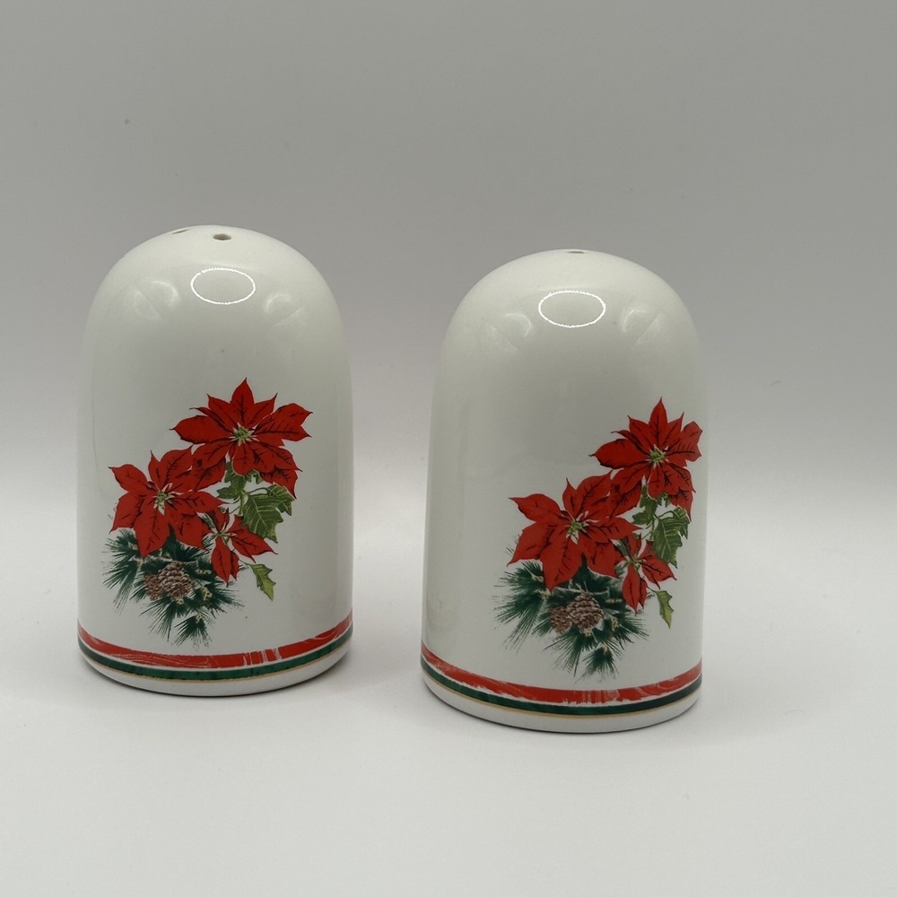 Russ the Crimson‎ Poinsettia Salt & Pepper Shakers Christmas Holiday Festive